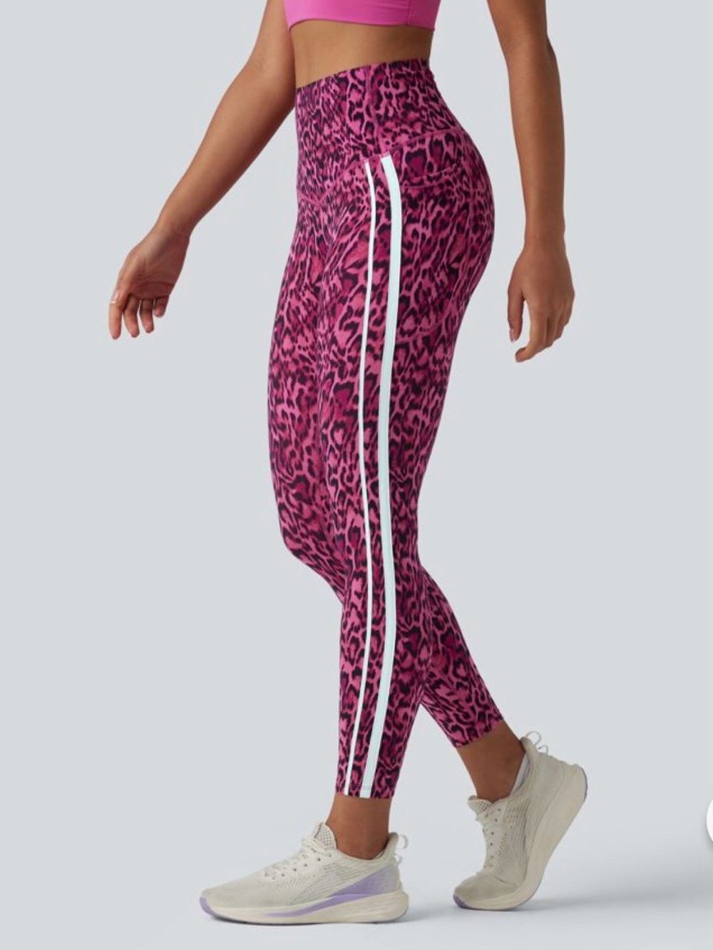 HALARA UltraSculpt Pink Leopard-Print High-Rise Leggings with Tummy Control
